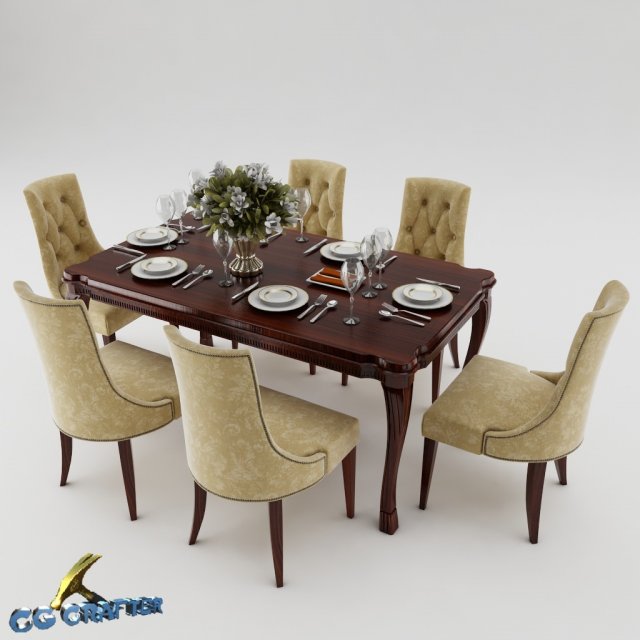 dining table set 15 3D-Modell .c4d .max .obj .3ds .fbx .stl .blend 
