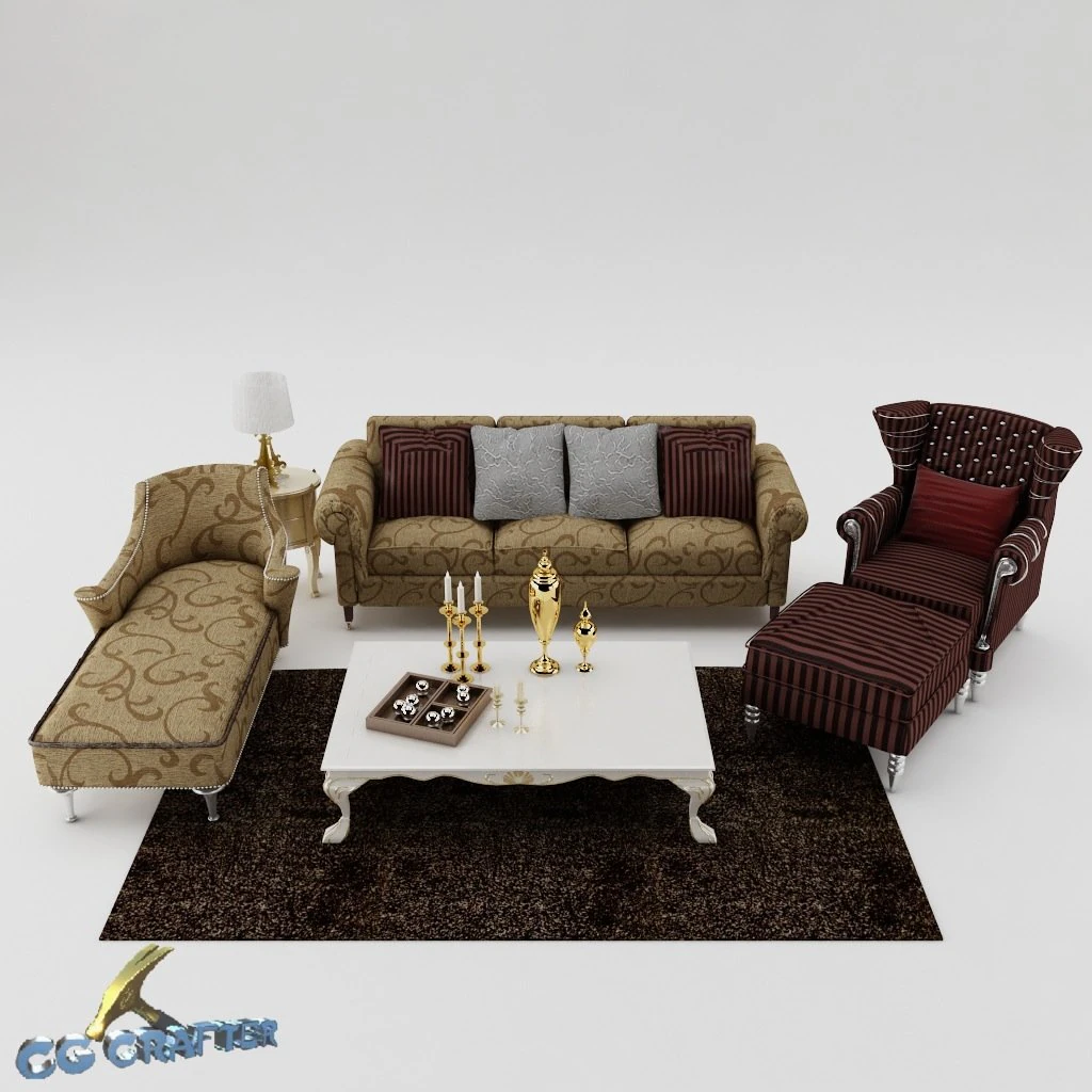 sofa set 3D Model .c4d .max .obj .3ds .fbx .stl .blend 