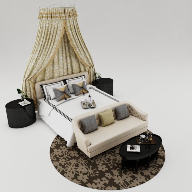 bedroom set 001 3D Model .c4d .max .obj .3ds .fbx .stl .blend