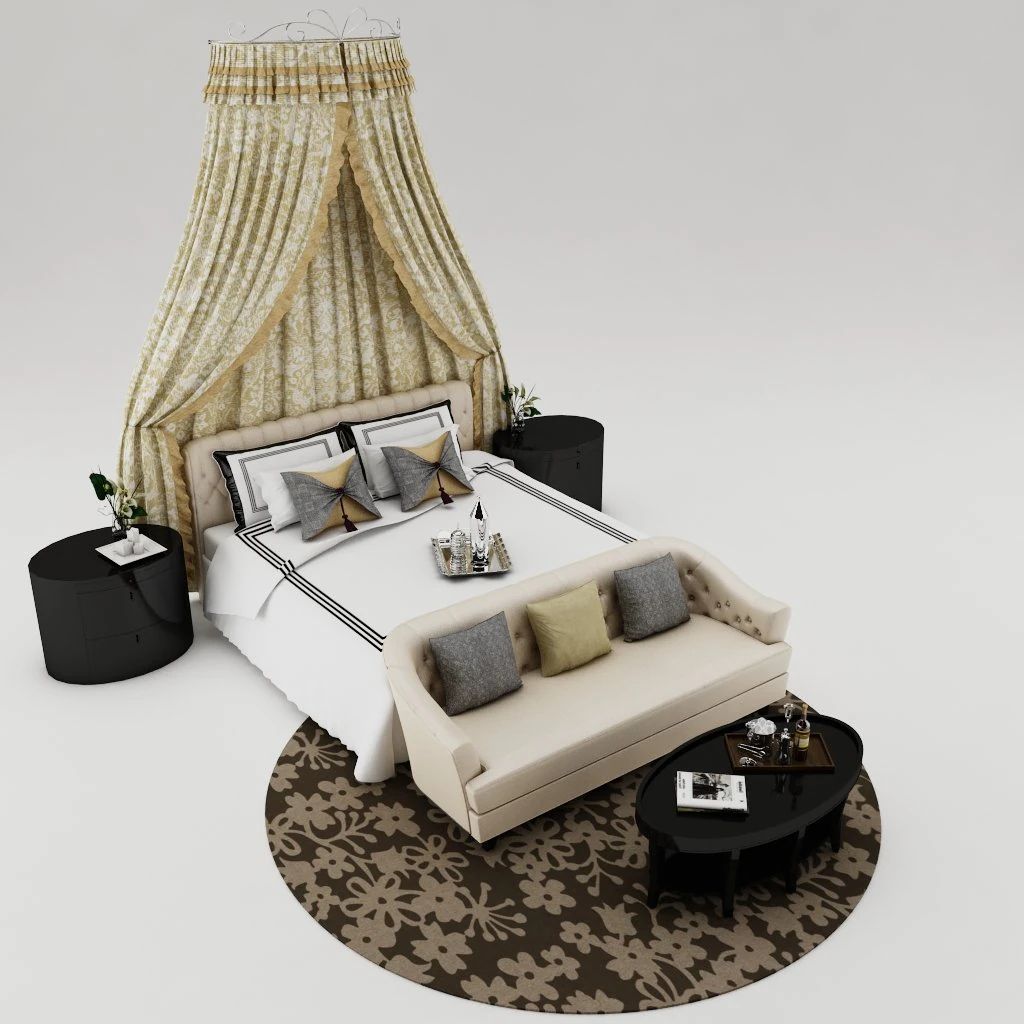 bedroom set 001 3D Model .c4d .max .obj .3ds .fbx .stl .blend 