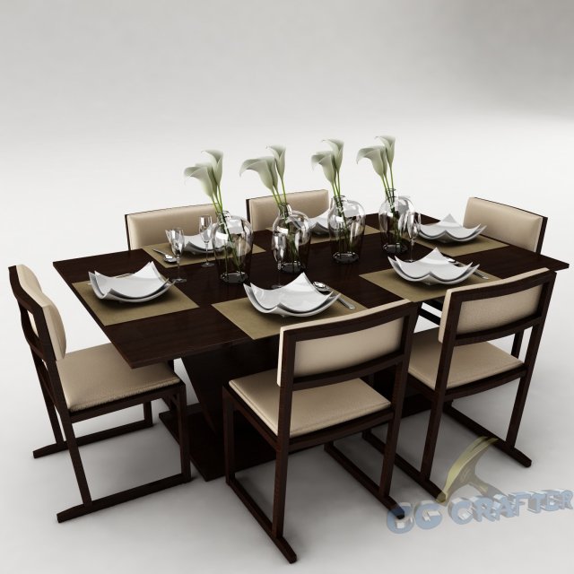 dining table set 20 3D Model .c4d .max .obj .3ds .fbx .stl .blend 
