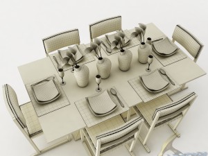 dining table set 20 3D Model