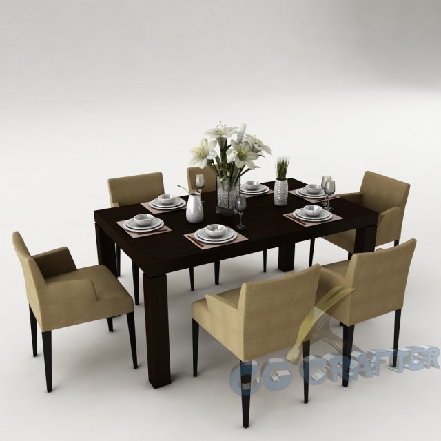 dining table set 21 Model 3D .c4d .max .obj .3ds .fbx .stl .blend 