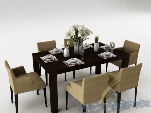 dining table set 21 Model 3D
