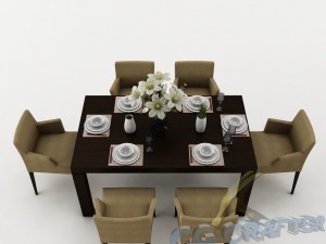 dining table set 21 Model 3D