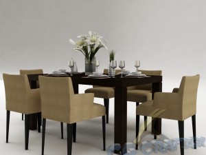 dining table set 21 Model 3D