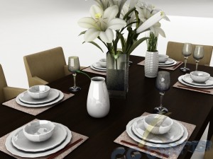 dining table set 21 Model 3D