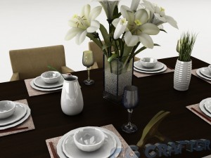 dining table set 21 Model 3D