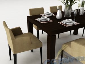 dining table set 21 Model 3D