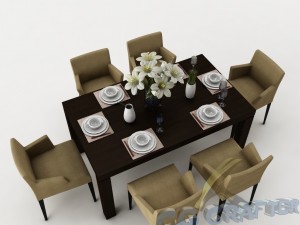 dining table set 21 Model 3D