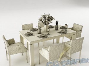 dining table set 21 Model 3D