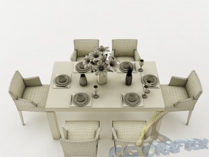 dining table set 21 Model 3D
