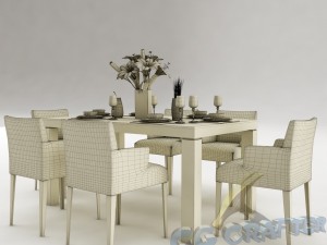 dining table set 21 Model 3D