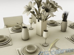 dining table set 21 Model 3D
