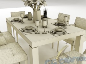 dining table set 21 Model 3D