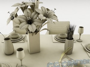 dining table set 21 Model 3D