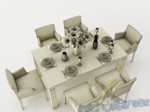 dining table set 21 Model 3D