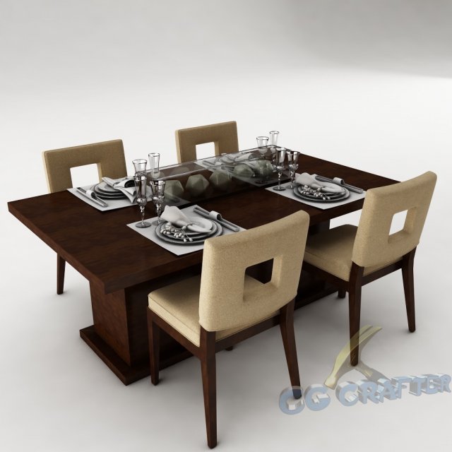 dining table set 23 3D Model .c4d .max .obj .3ds .fbx .stl .blend 