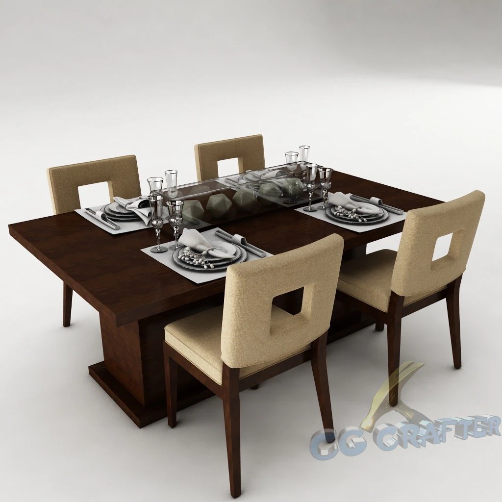 dining table set 23 3D Model .c4d .max .obj .3ds .fbx .stl .blend 