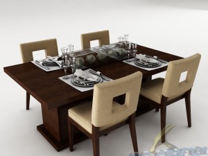 dining table set 23 Model 3D