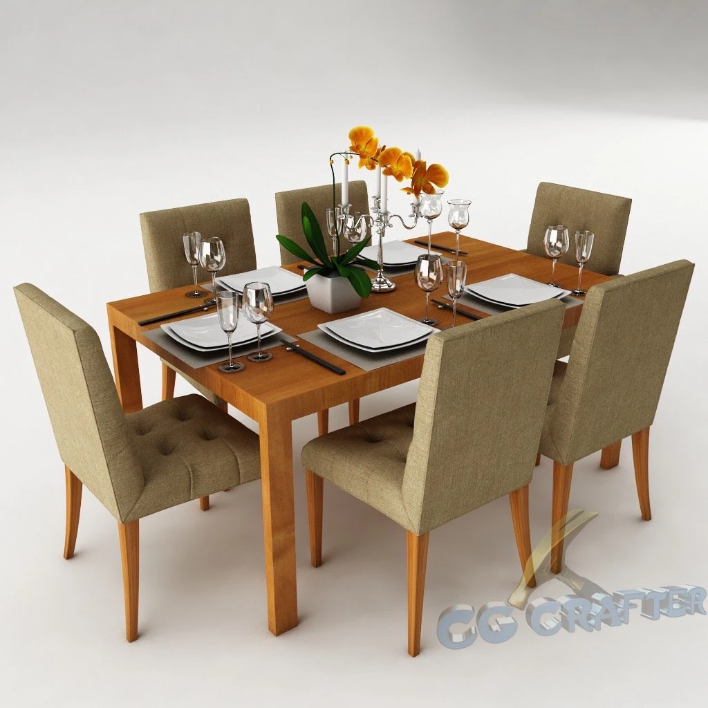 dining table set 24 3D Model .c4d .max .obj .3ds .fbx .stl .blend