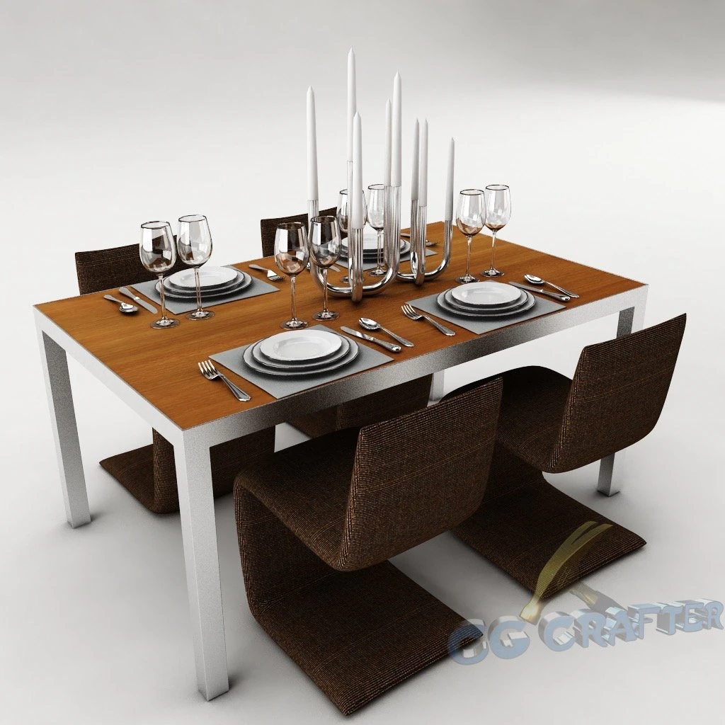 dining table set 25 3D Model .c4d .max .obj .3ds .fbx .stl .blend