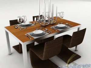 set tavolo da pranzo 25 Modello 3D