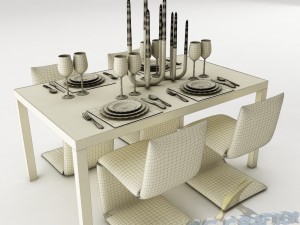 dining table set 25 3D मॉडल