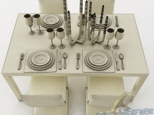 dining table set 25 3D मॉडल