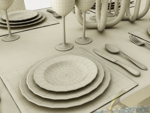 dining table set 25 3D मॉडल