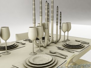 dining table set 25 3D मॉडल