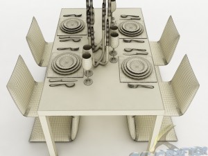 dining table set 25 3D मॉडल