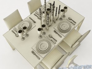 dining table set 25 3D मॉडल