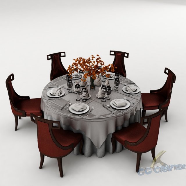 dining table set 27 3D Model .c4d .max .obj .3ds .fbx .stl .blend 