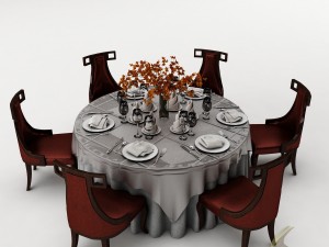 dining table set 27 Model 3D