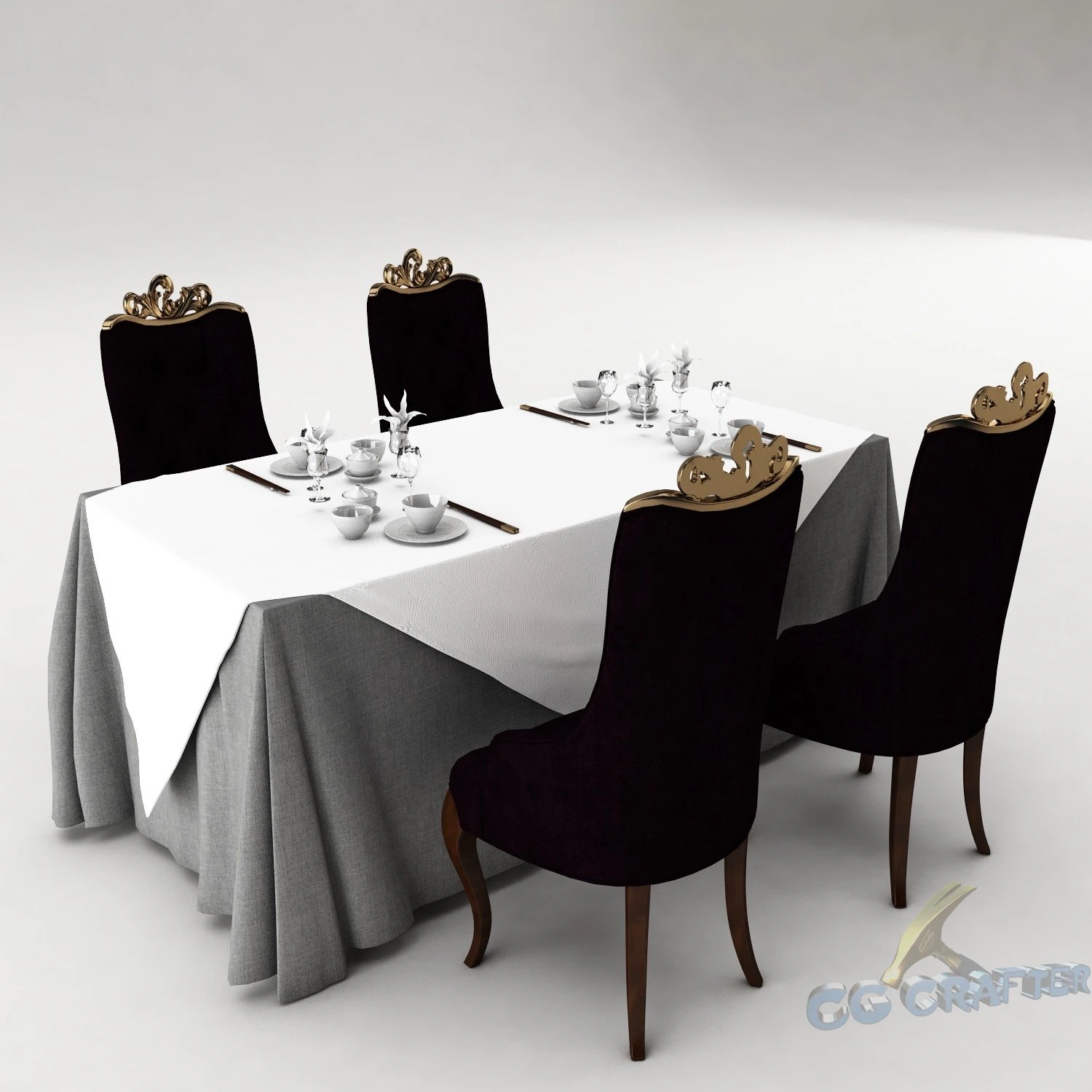dining table set 29 3D Model .c4d .max .obj .3ds .fbx .stl .blend 