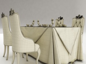 dining table set 29 Modello 3D