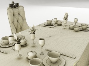 dining table set 29 Modello 3D