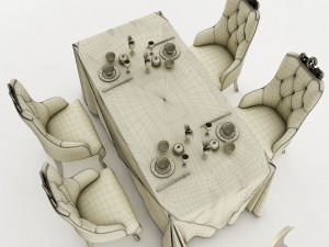 dining table set 29 Modello 3D