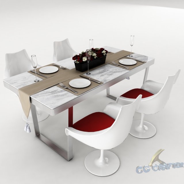 dining table set 31 3D Модель .c4d .max .obj .3ds .fbx .stl .blend 