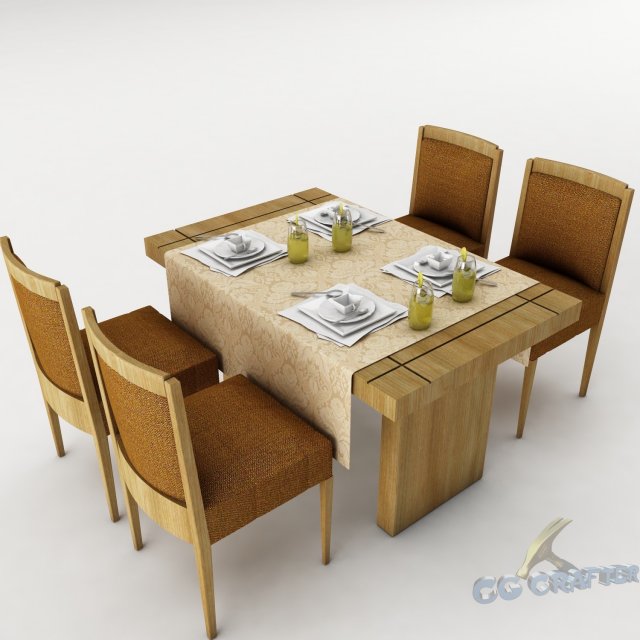 dining table set 32 3Dモデル .c4d .max .obj .3ds .fbx .stl .blend 