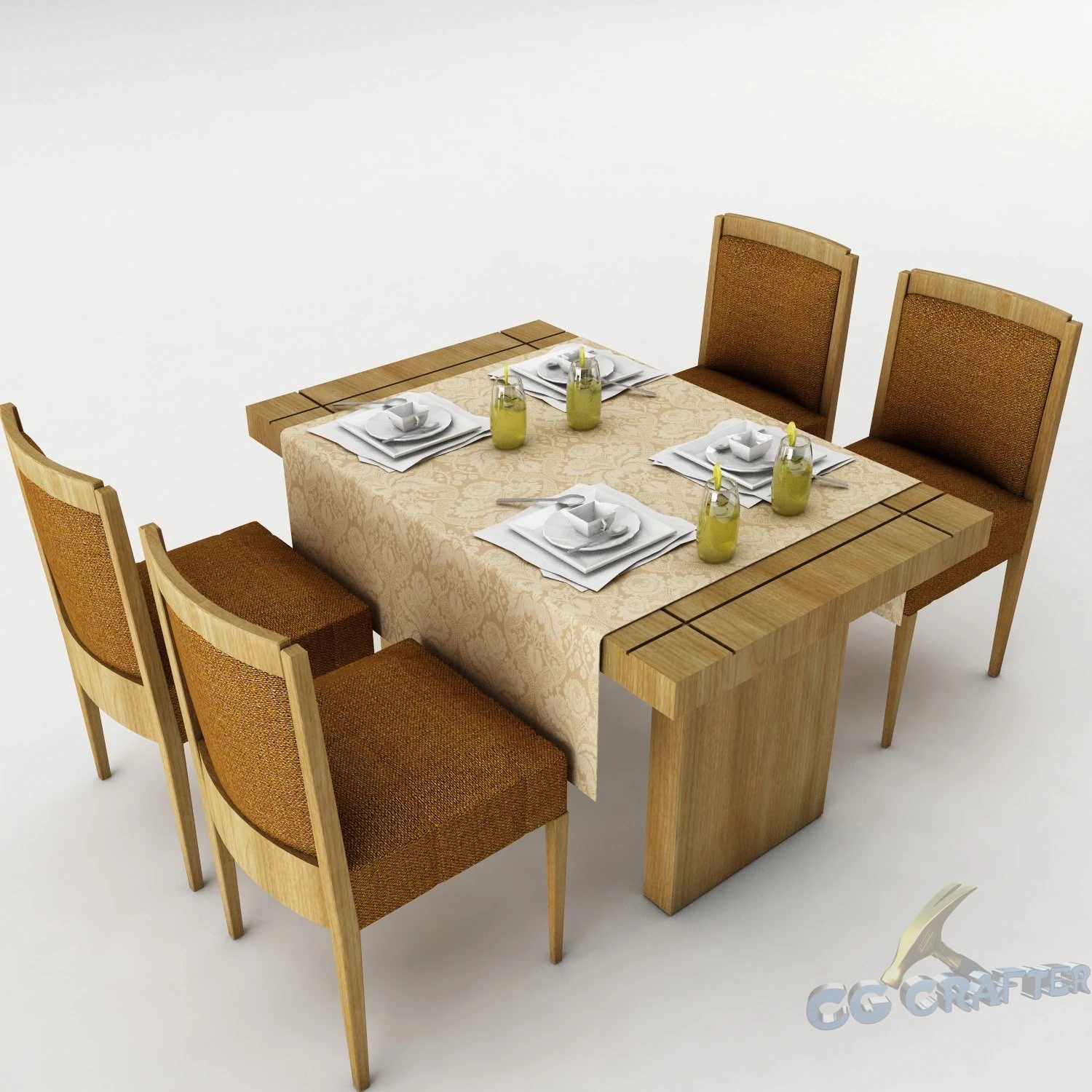 dining table set 32 3D Model .c4d .max .obj .3ds .fbx .stl .blend 
