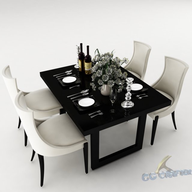 dining table set 35 Modelo 3D .c4d .max .obj .3ds .fbx .stl .blend 