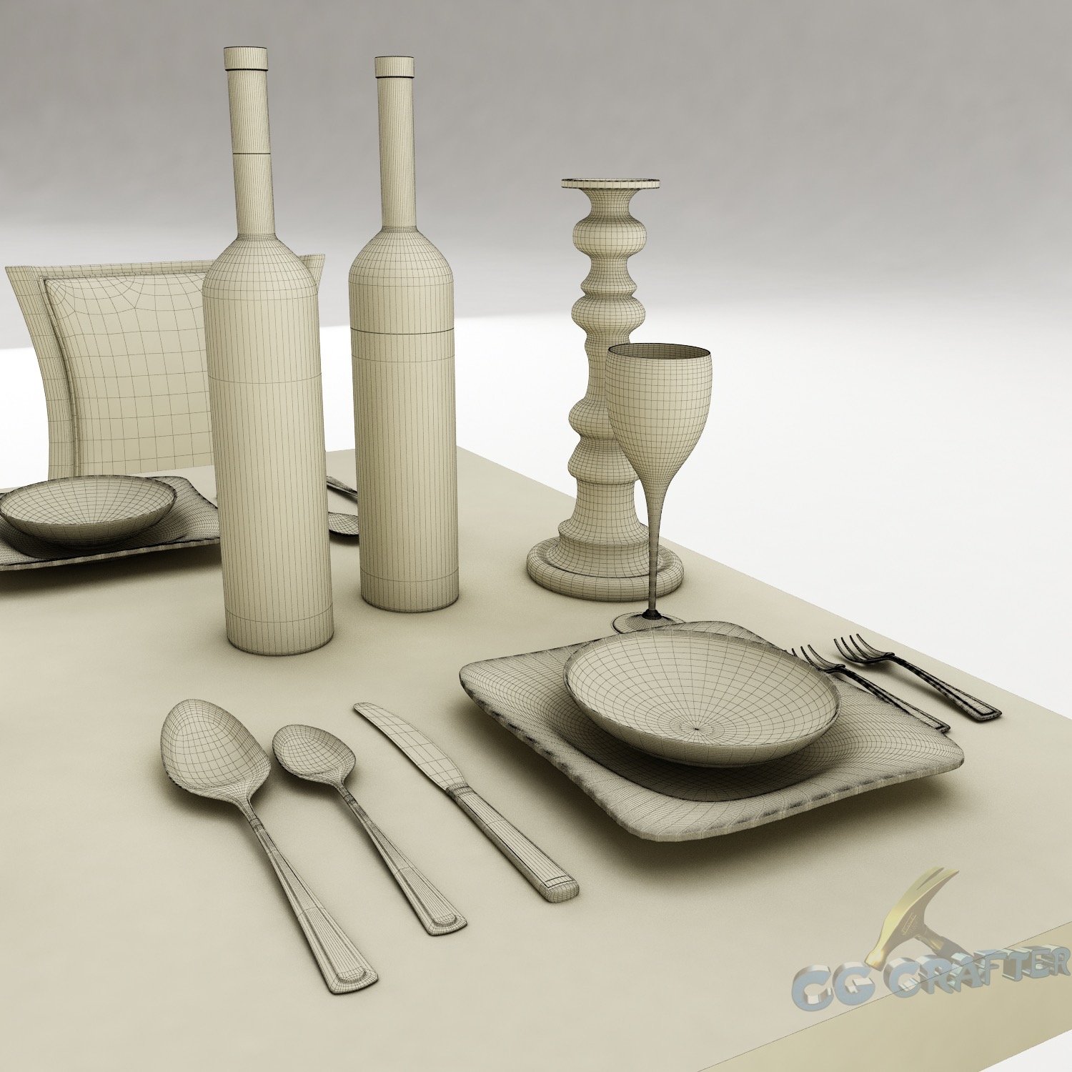 restaurant silverware set 3D Model in Table 3DExport