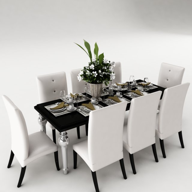 dining table set 36 3D Model .c4d .max .obj .3ds .fbx .stl .blend