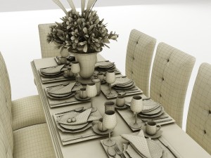 dining table set 36 3D Modell