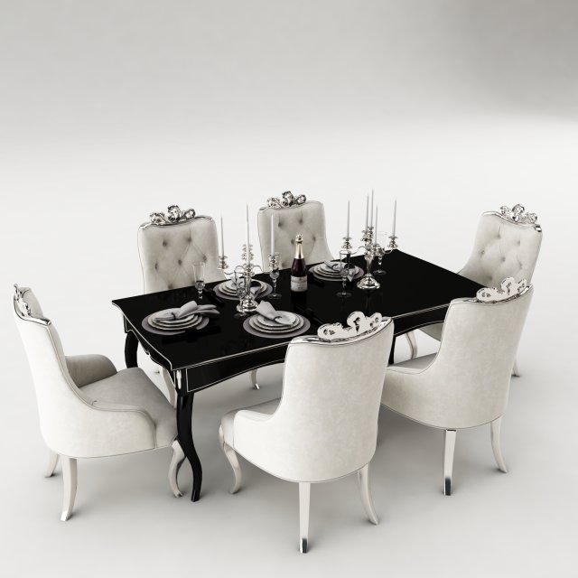 dining table set 37 3D Model .c4d .max .obj .3ds .fbx .stl .blend 