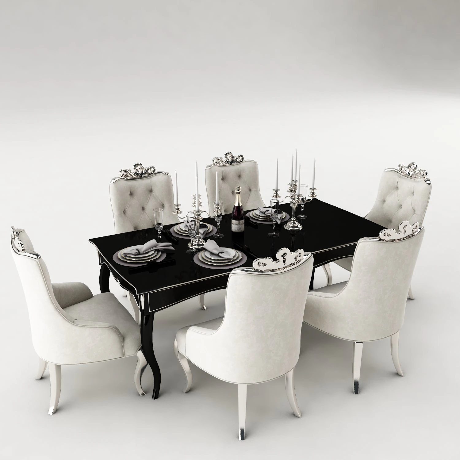 dining table set 37 3D Model .c4d .max .obj .3ds .fbx .stl .blend 