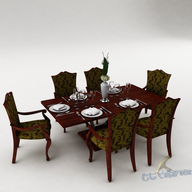 dining table set 38 3D-Modell .c4d .max .obj .3ds .fbx .stl .blend 