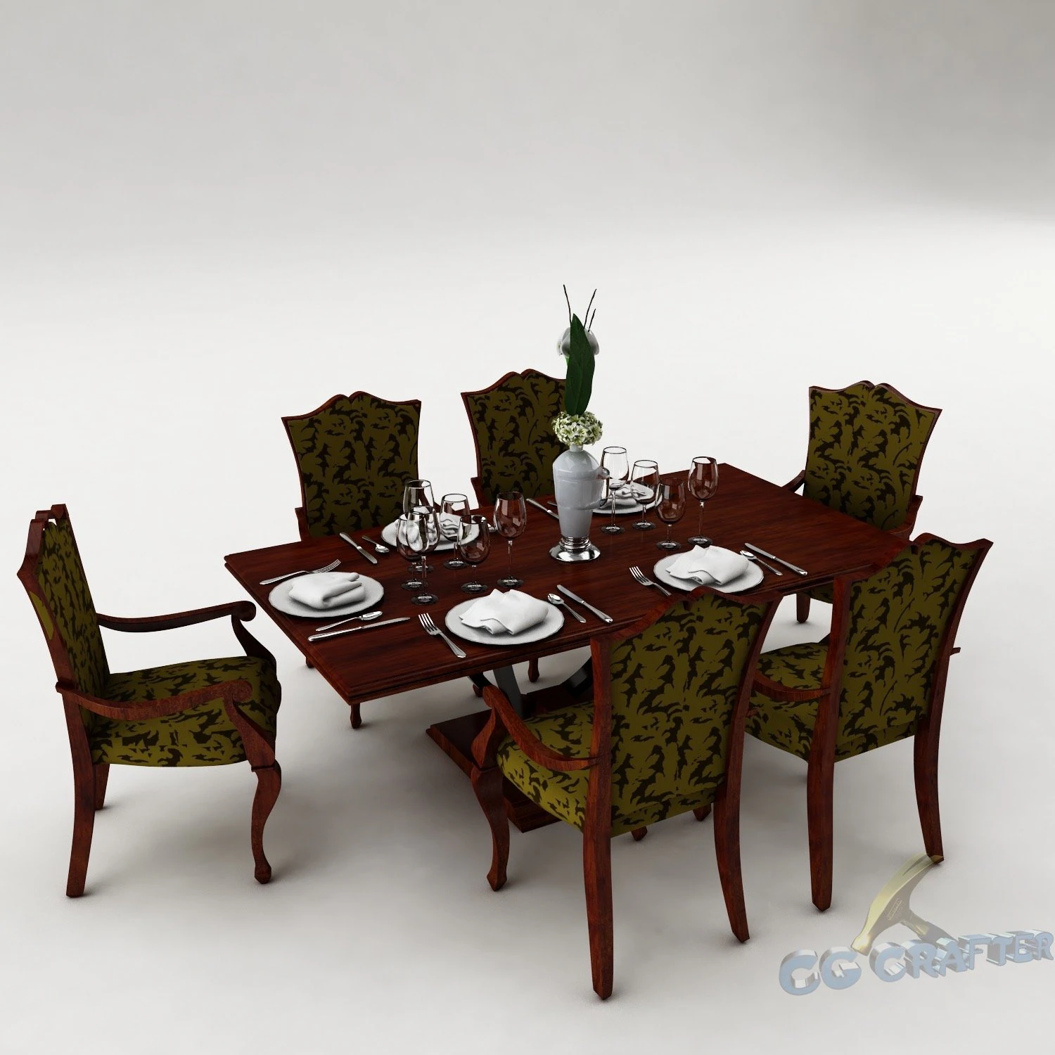 dining table set 38 3D Model .c4d .max .obj .3ds .fbx .stl .blend 